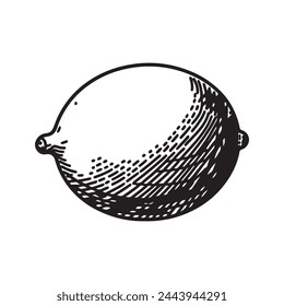 lack silhouette of a Lemon with thick outline side view isolated