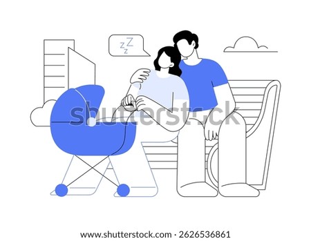 Lack of sleep isolated cartoon vector illustrations. Exhausted parents walking with a baby stroller, sleep deprivation, lack of rest, modern parenting, young parents vector cartoon.