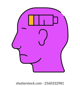 lack of strength neurosis, low battery line icon vector. lack of strength neurosis, low battery sign. isolated symbol illustration