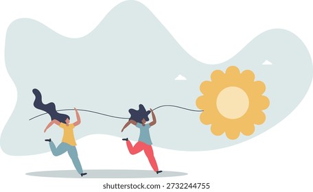 Falta de sol e luz do dia curta.ilustração vetorial plana.vida e emprego de pessoas.