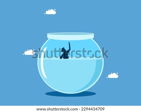 Lack of support or a business crisis. man falls into the water