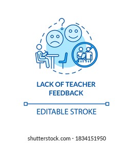 Lack of teacher feedback concept icon. Elearnign. Students performance evaluation. Homeschooling idea thin line illustration. Vector isolated outline RGB color drawing. Editable stroke