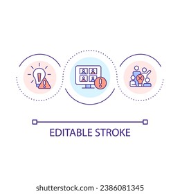 Lack of team interaction loop concept icon. Shortage of socialization. Communication problem abstract idea thin line illustration. Isolated outline drawing. Editable stroke. Arial font used