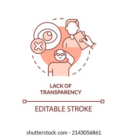 Lack of transparency terracotta concept icon. Biggest problem facing healthcare abstract idea thin line illustration. Isolated outline drawing. Editable stroke. Arial, Myriad Pro-Bold fonts used