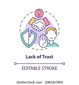 Lack of trust concept icon. Jealous and controlling partner. Constant accusing. Relationship reliance issue abstract idea thin line illustration. Vector isolated outline color drawing. Editable stroke