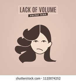 Lack Of Volume Icon. Hair Problems Collection. Vector Illustration In Flat Style Isolated On A Beige Background. Beauty, Dermatology And Health Care Concept In Brown Colors.