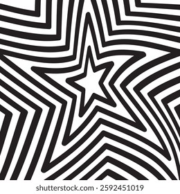 lack and white design. Pattern with optical illusion. Abstract striped background with ripple effect. Vector illustration. 