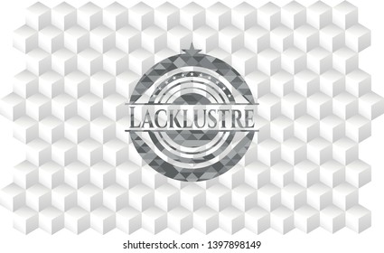 Lacklustre grey emblem with cube white background