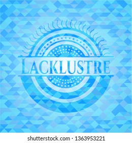 Lacklustre light blue emblem with triangle mosaic background
