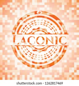 Laconic abstract orange mosaic emblem with background