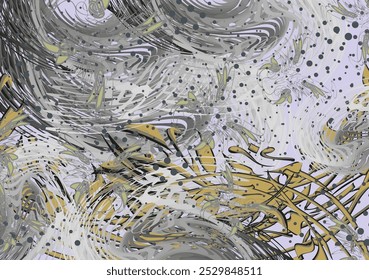 Laconic background with swirl and floral elements in gray-golden-purple tonality for interiors or fabrics. Sea motifs for business concepts, textiles, wallpapers, tiles, prints, dynamic posters, etc.