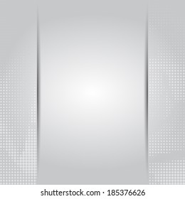 Laconic card or invitation template with abstract dots pattern on light background and place for text in the center.