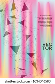 Laconic cover layout design. Global network connection tech grid. Interlinked nodes, neuron or big data cloud structure concept. Information technology concept cover.