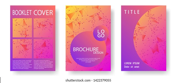 Laconic cover layout design. Global network connection polygonal grid. Interlinked nodes, neuron or big data cloud structure concept. Network nodes information technology cover.