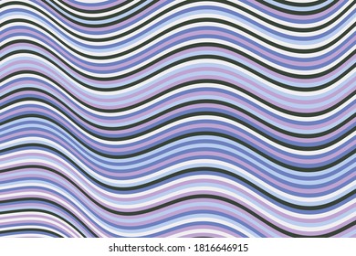 Laconic curve wave stripes warp vector background graphic design. Dynamic movement of waves, curve stripes, warp lines. Vibrant wavy flow abstract background. Geometric dynamimc wallpaper.
