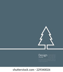 Laconic design of xmas tree fir on cleaness line flat template corparate style with space for text - vector
