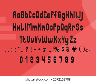 Laconic, elongated, readable sans serif typeface for designing logos, book texts, posters and postcards. Punctuation, upper and lower case letters, numbers. Vector character set.