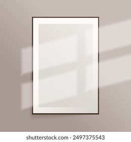 Laconic frame template with sunlight on the wall. Vector mockup with space for your design. EPS 10.	