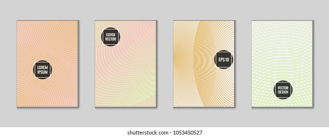 Laconic geometrical lines notebook cover vector. Minimalistic notepad cover tile set. Colorful title page illustration for college notebook, dairy or notepad.