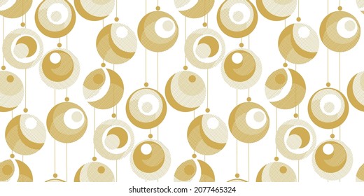 Laconic gold and white xmas ornament baubles for card, header, invitation, poster, social media, post publication. Geometric business style minimal card for new year party
