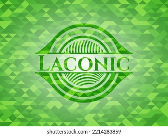Emblema verde lacónico. Fondo mosaico. Ilustración vectorial. Detallado. 
