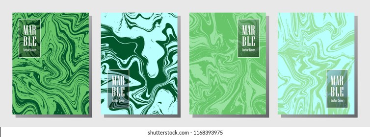 Laconic journal layouts set. Backdrop for binder template, corporate flyers. Annual report cover wavy layouts set. Flyer, booklet, report, journal, binder vectors, brand identity place.
