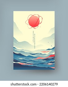 Paisaje lacónico de estilo oriental. Vector.