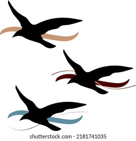 Laconic logo with a flying bird - black silhouette