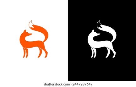 Laconic logo, vector symbol, icon and avatar of fox, foxes for social networking website business and e-document design on light and dark backgrounds.