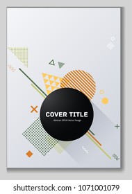 Laconic memphis neo pattern with white geometrical shapes. Minimalistic front page template. Colorful memphis neo style design for marketing purpose.