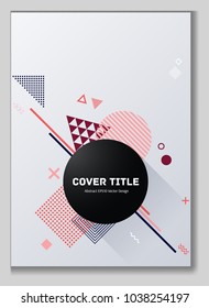 Laconic memphis neo vector with white, red, pink and blue geometrical shapes. Minimalistic front page texture. Colorful memphis neo style design for corporate purpose.