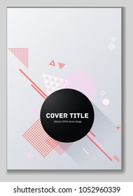 Laconic memphis neo vector with white, pink, red and orange geometrical shapes. Minimalistic front page theme. Colorful memphis neo style pattern for advertisment purpose.