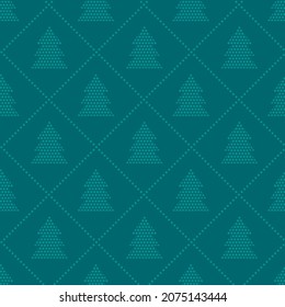 Laconic modest Christmas vector seamless pattern with trees. Xmas modern rapport. Christmas polka dot pattern. Christmas trees. Simple wrapping paper.
