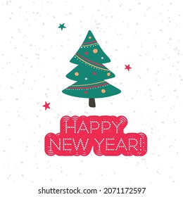 
Laconic New Year card or poster. Congratulations to loved ones Happy New Year.
