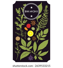 Laconic sticker for Herbs and Spices, vector illustration