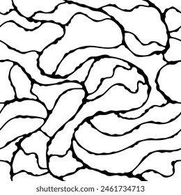 
Laconic vector seamless pattern, black and white pattern of wavy curved lines