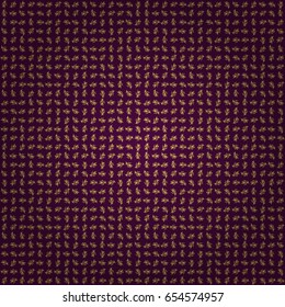 Laconic wedding card decorated with vector golden ornament on a purple background. Announcement card in a simple design. Classical invite sample seamless pattern with lace damask pattern.