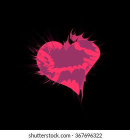 lacourse pink heart with a sharp edge, vector
