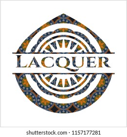 Lacquer arabesque style badge. arabic decoration.