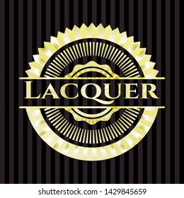 Lacquer golden emblem or badge. Vector Illustration. Detailed.