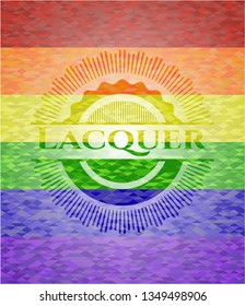 Lacquer on mosaic background with the colors of the LGBT flag