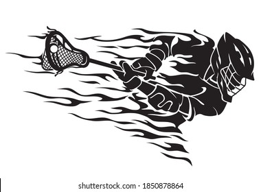 Lacrosse Abstract Flame Charging Illustration