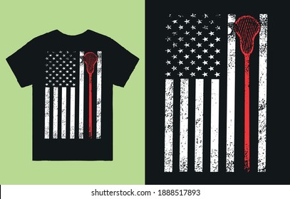 Lacrosse American flag - t shirt design vector