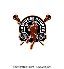 Lacrosse American Sports Badge Logo Template Vector