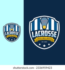 Lacrosse badge emblem logo. Sports label vector illustration