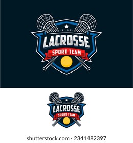 Lacrosse badge emblem logo. Sports label vector illustration