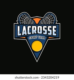 Lacrosse badge emblem logo. Sports label vector illustration