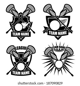 Lacrosse badge icon symbol set EPS 10 vector, grouped for easy editing. No open shapes or paths.