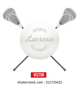 Lacrosse ball and sticks. Symbol of sports. Vector illustration Isolated on white background.