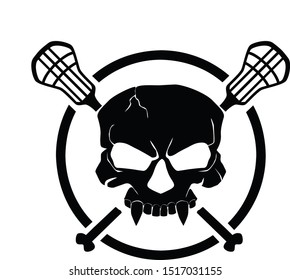 lacrosse black skull circle stick logo